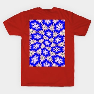 Blue and White Flower Pattern T-Shirt